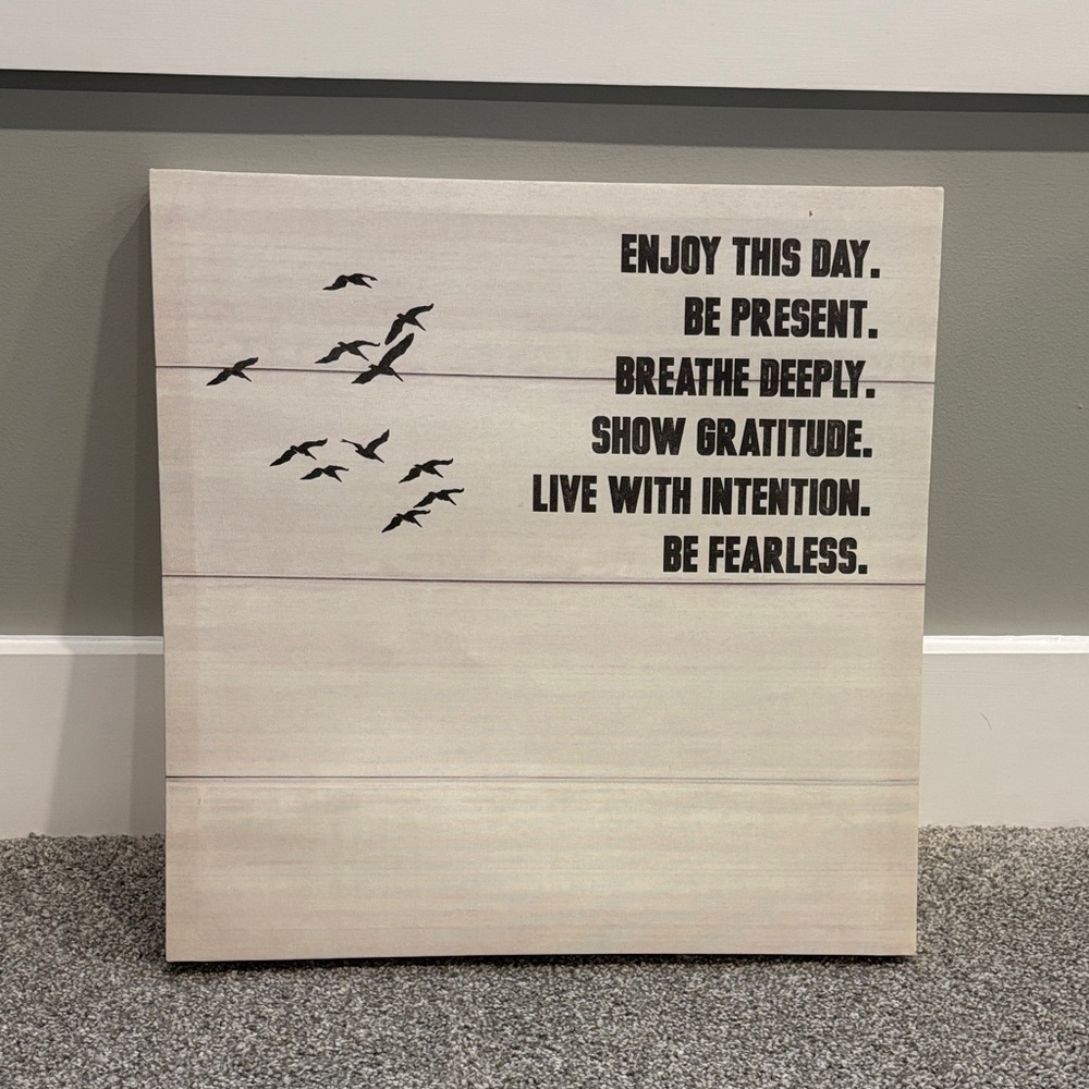 Be Present Inspirational Wall Plaque in Cream and Black